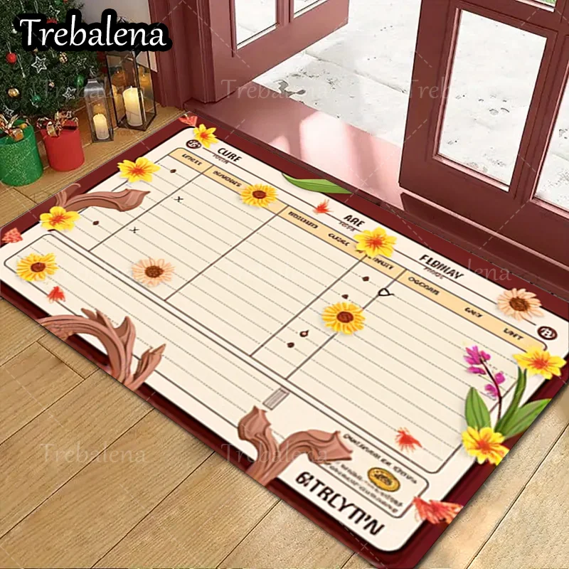 

1pc Welcome Door Mat Sunflower Calendar Design Doormat for Home Entrance Decor