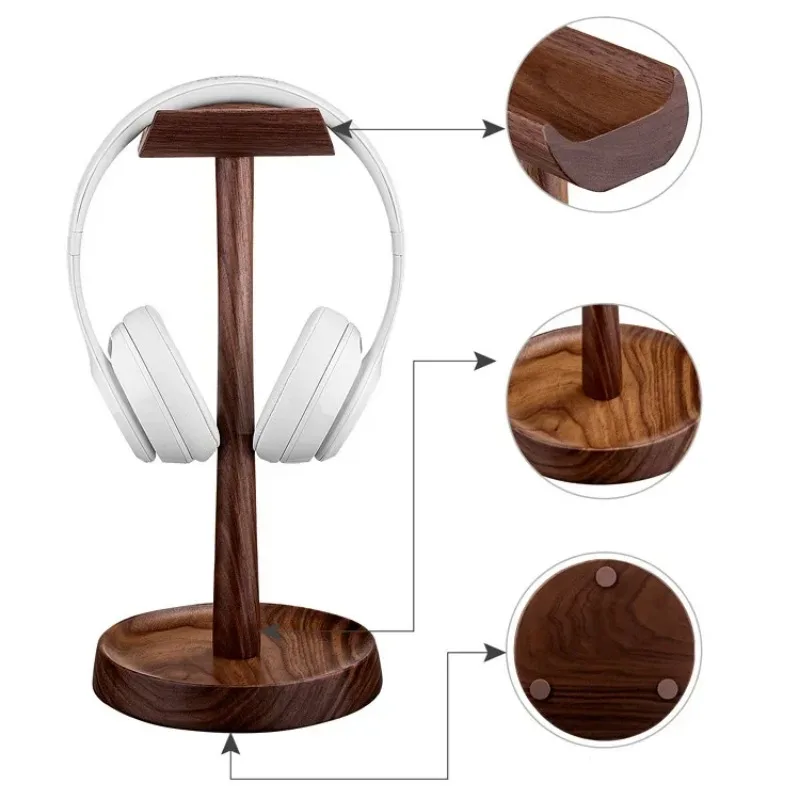 

Wooden Multifunctional Earphones Stand Removable Headset Holder Hanger Hook for Gaming Stand Headset Headphone Accessories