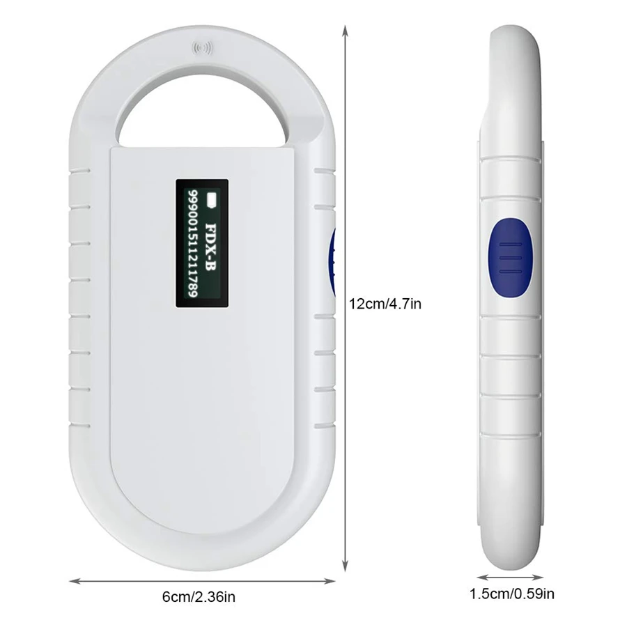 RFID Reader Pet Microchip Scanner Handheld Animal Chip Reader Portable RFID Reader Supports for ISO 11784/11785, FDX-B
