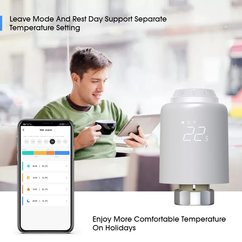 Tuya Smart ZigBee Thermostat Radiator TRV Programmable Thermostatic Actuator Heating Remote Temperature Controller Alexa Google