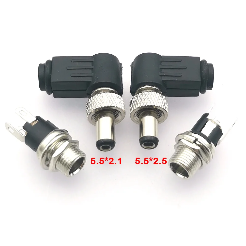 

1pc DC 5.5*2.1/2.5mm Plug Socket With Nut 5.5x2.1/5.5x2.5 mm DC Power Jack Male Female Panel Mount Connector
