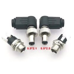 1pc DC 5.5*2.1/2.5mm Plug Socket With Nut 5.5x2.1/5.5x2.5 mm DC Power Jack Male Female Panel Mount Connector