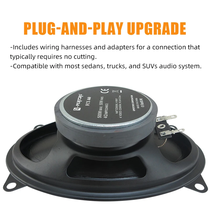 2pcs 4x6 Inch 500W (2x500W) Car Speakers 4-Way Coaxial Full Frequency Universal Automotive Audio Speaker Car Stereo Woofer