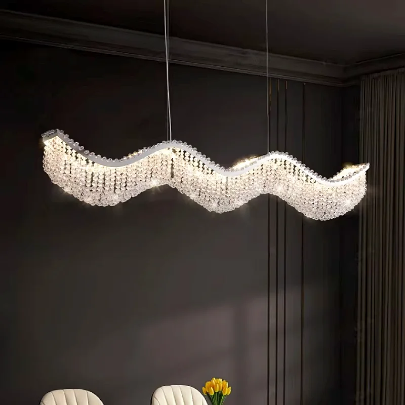 

Modern French Restaurant Crystal Chandelier Minimalist Lighting for Dining Table Bar Counter Island Long Bar