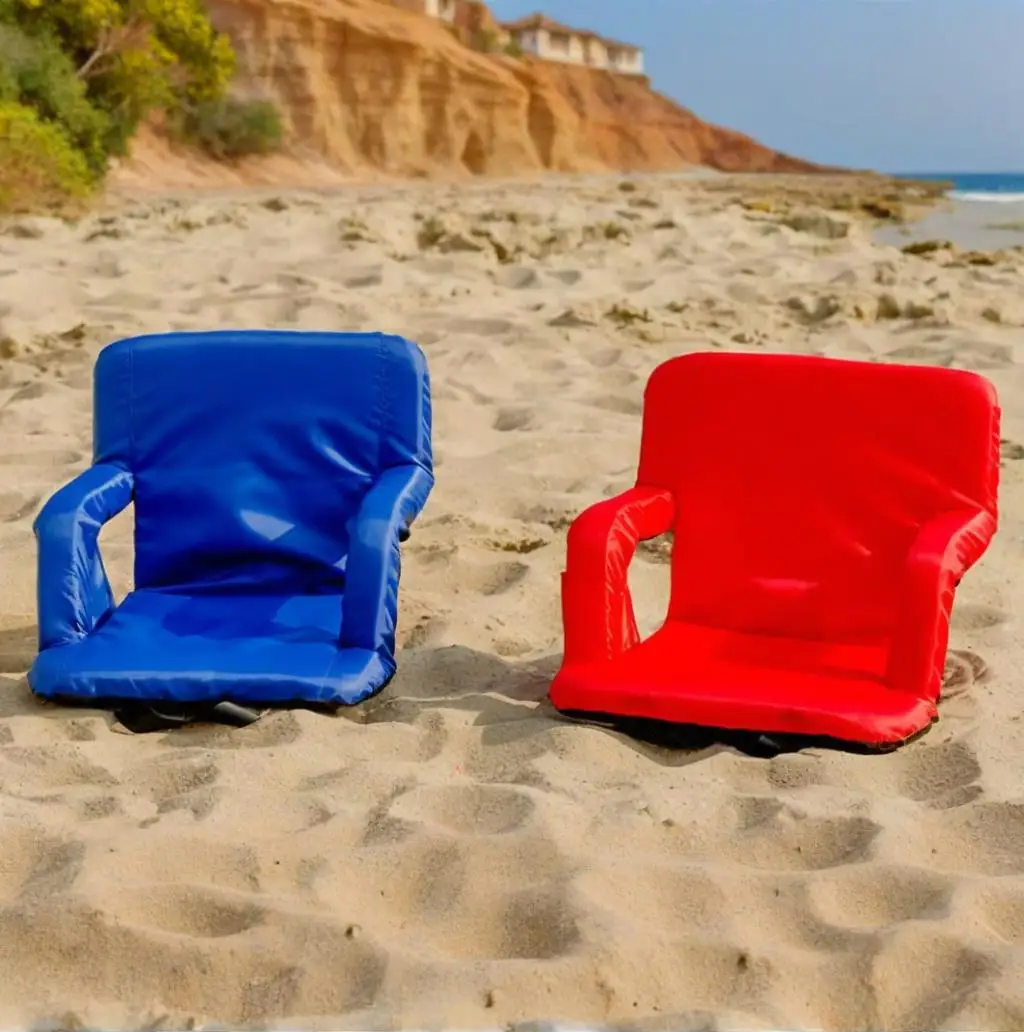 

Beach Chair Portable Easy Carry Foldable Football Stadium Chair Seat Bleacher Seats 5-Reclining Positions with Back Support