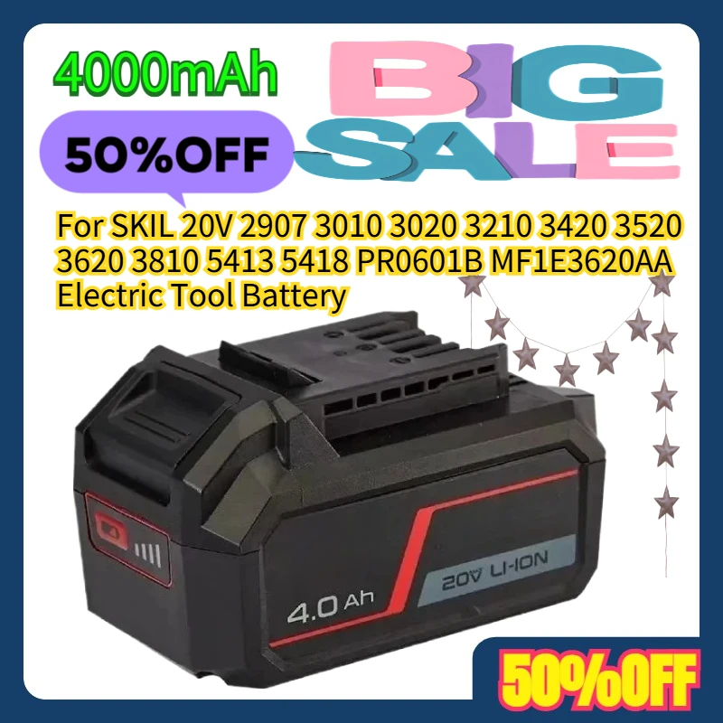 

4000mAh For SKIL 20V 2907 3010 3020 3210 3420 3520 3620 3810 5413 5418 PR0601B MF1E3620AA Electric Tool Battery