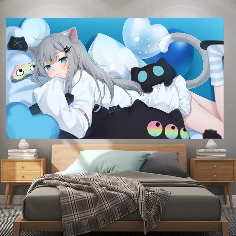 VIKAMA Elven Cat Ear Archer Tapestry Fantasy Anime Style Bedroom Wall Art Hanging Dorm Room Magical Aesthetic Decor Print