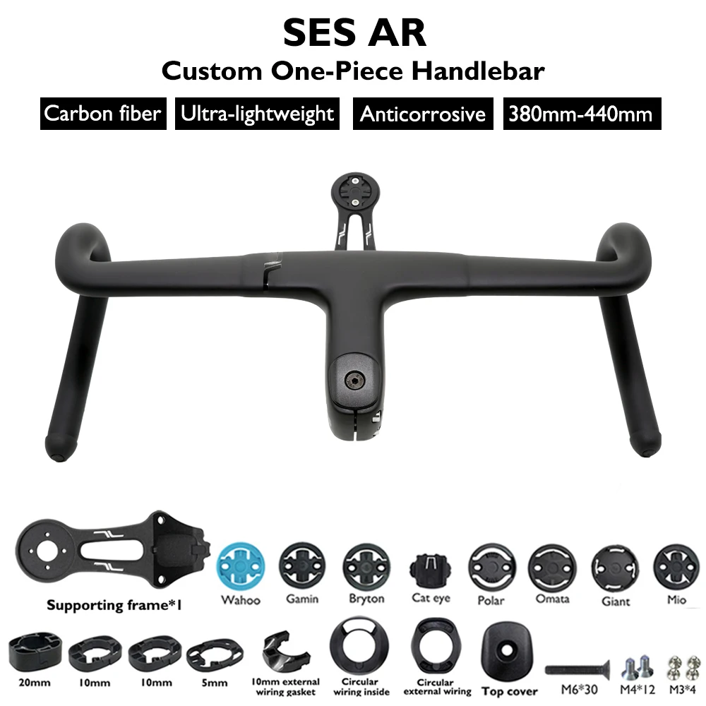 

Карбоновый руль SES AR Full Internal Cable для шоссейного велосипеда, аэродинамический интегрированный руль-бар, легкий гоночный руль-7 ° Дроп-бар
