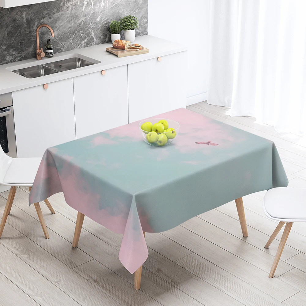 Home tablecloths for dining decoration and rectangular table accessories waterproof cloth Anti-stain restaurant abstract plant