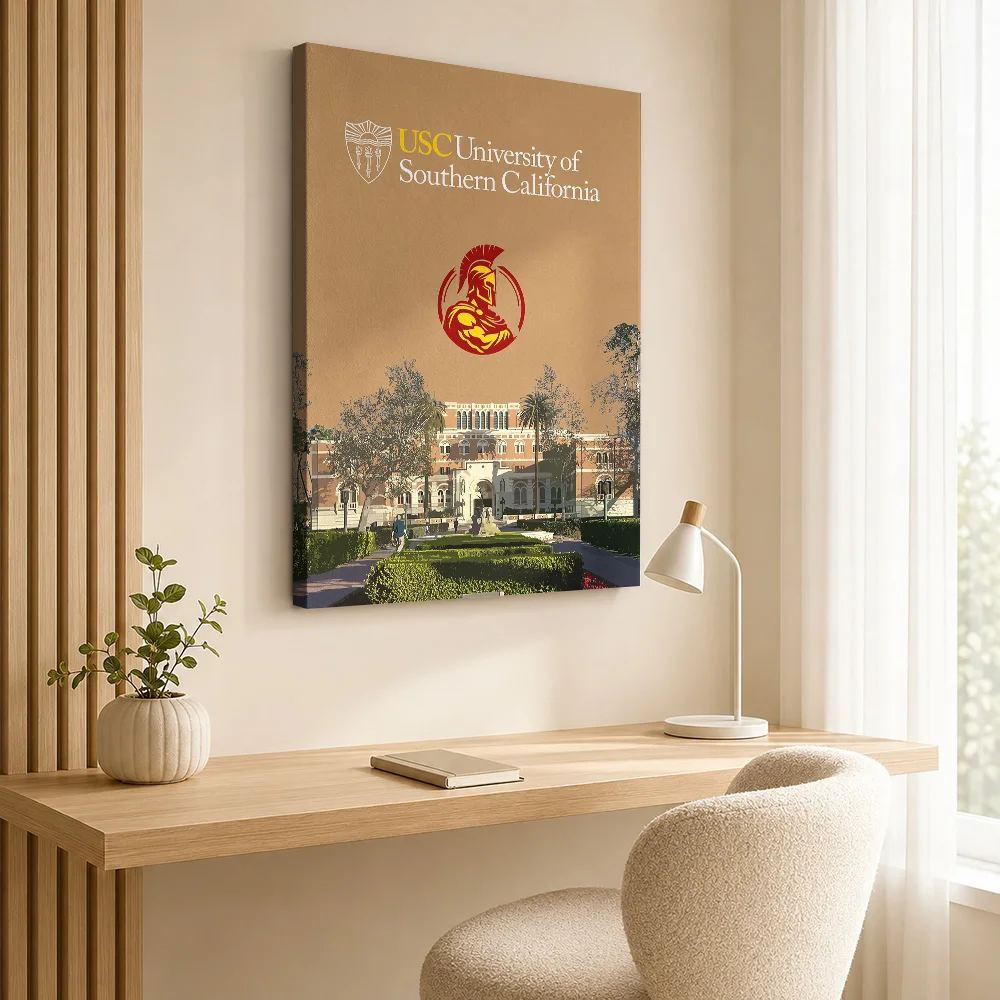 Southern California Campus University Canvas Print With Wooden Frame Personalized Photo Natural Color Detail Wall Art For Study