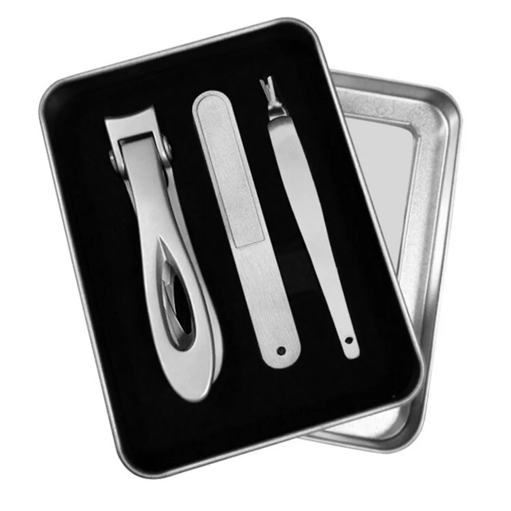 

3 Pcs Nail Clipper Set Stainless Steel Durable Manicure Pedicure Grooming Kit Travel Gift Wide Jaw Small File Precision