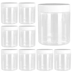 12Pcs 250ml Clear Plastic Jar With White Lid Candy Grain Storage Jars Cosmetic Face Cream Sample Bottle Kitchen Food Containers