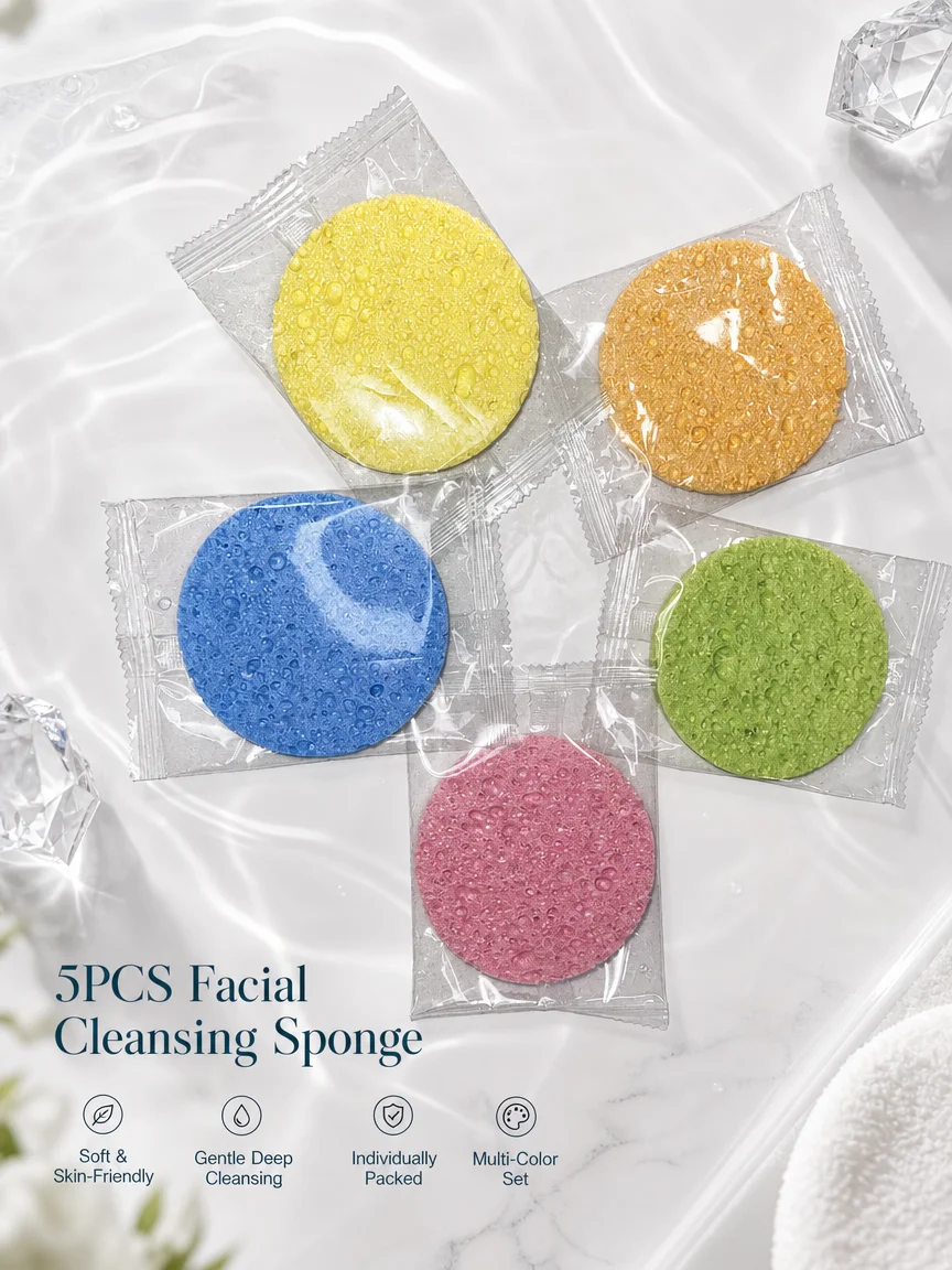 4/5 PCS Glove Style Facial Exfoliating Sponge For Deep Cleansing, Reusable, Suitable For Makeup Removal And Cleaning