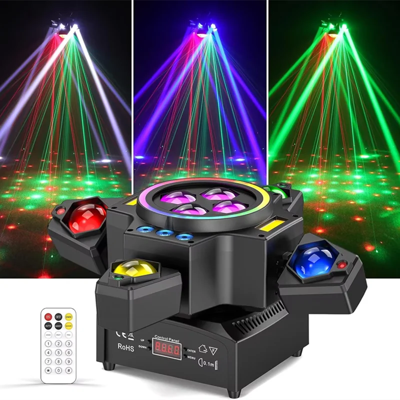 

6IN1 4-Arm Magic Beam Ball Bee Eye Laser Strobe Stage Light moving head Light KTV DJ Bar Party CLub DMX Effect Atmosphere Light
