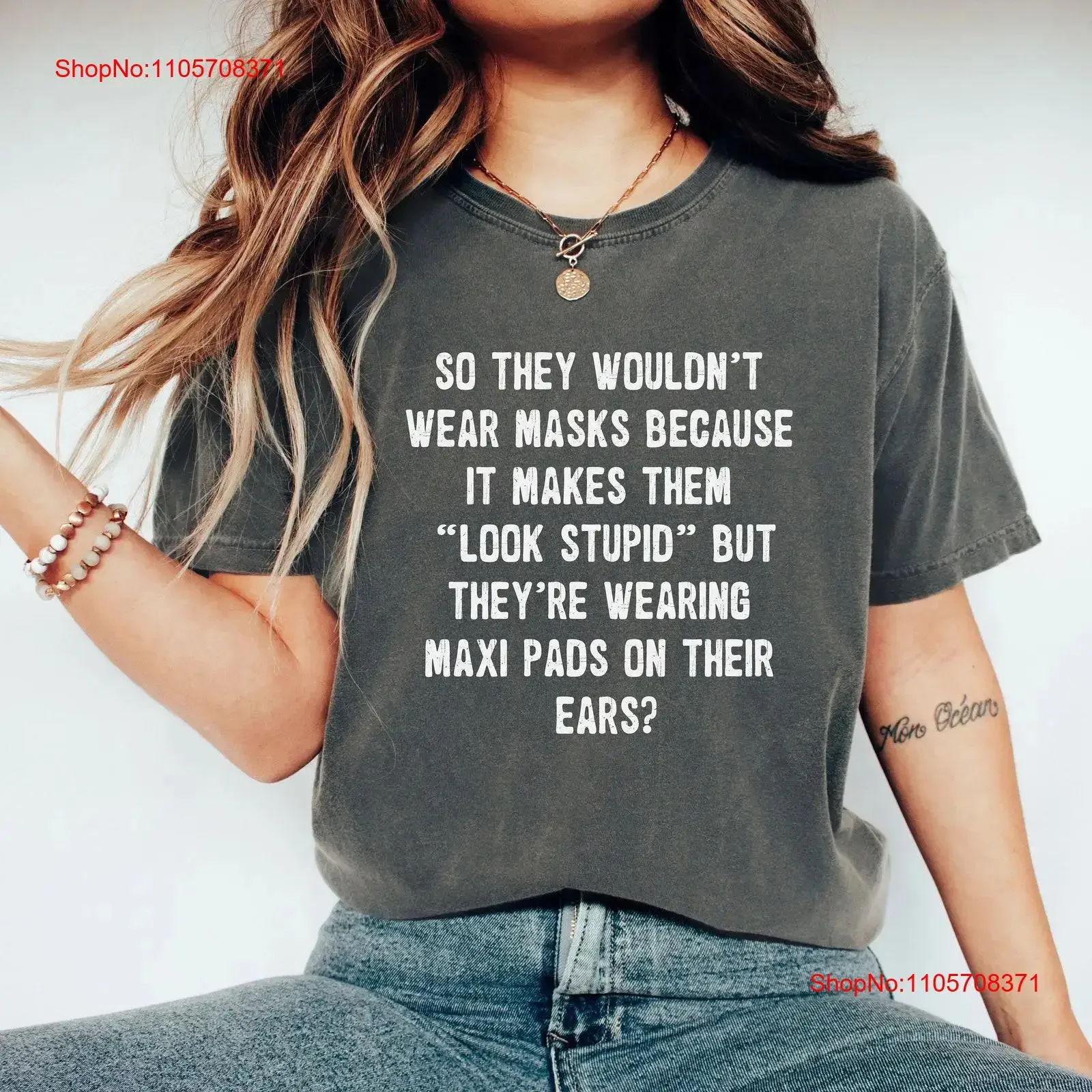 So They Wouldn't Wear Masks T Shirt Funny Political Maxi Pads on EarsT vintage Washed streetwear graphic Comfortable fashion