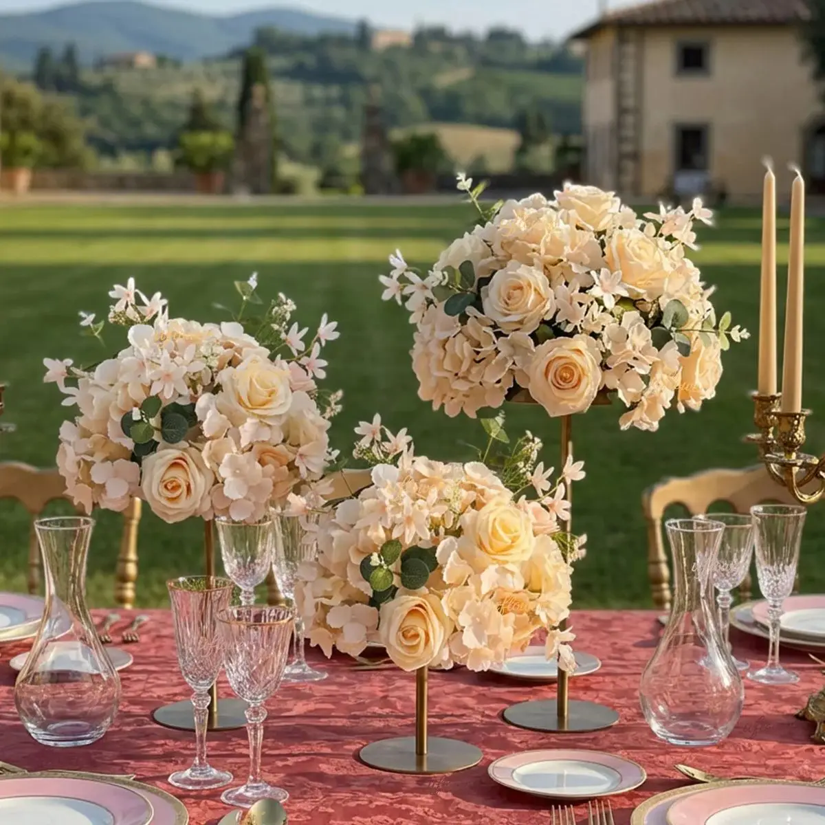 

45CM NEW Champagne Heart Orchid Artificial Flowers Ball Wedding Decor Table Centerpieces Flower Decor Event Party Props Flowers