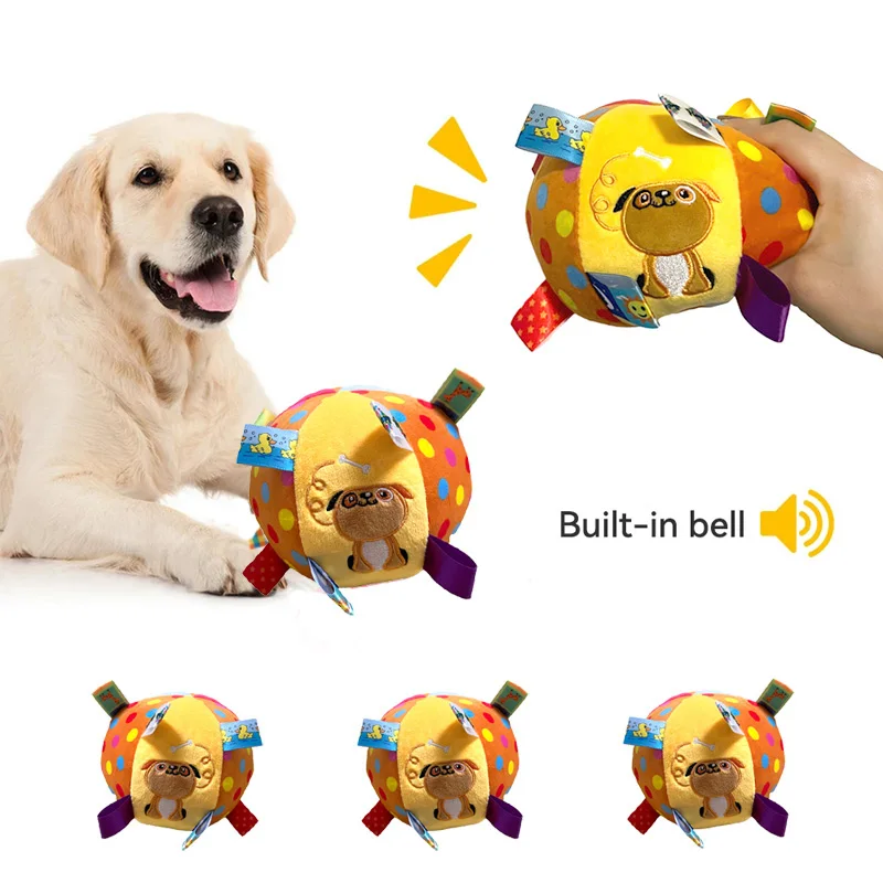 Plush Dog Ball Toys with Bells, Funny Interactive Chew Toy for Small and Large Dogs, Plaything Pets Supplies