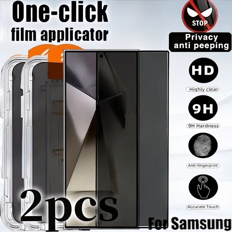 2 Stück Anti-Spy gehärtetes Glas für Samsung Galaxy S25 S24 S23 S22 Ultra Bildschirm S22 S21 S25 Plus blasenfreie Installation