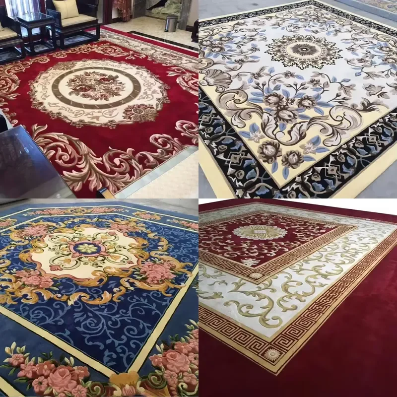 Wool Living Room Carpet Washable Customizable Colorful Wall-to-wall Braided Tufted Handmade Modern Rectangle Medium Pile