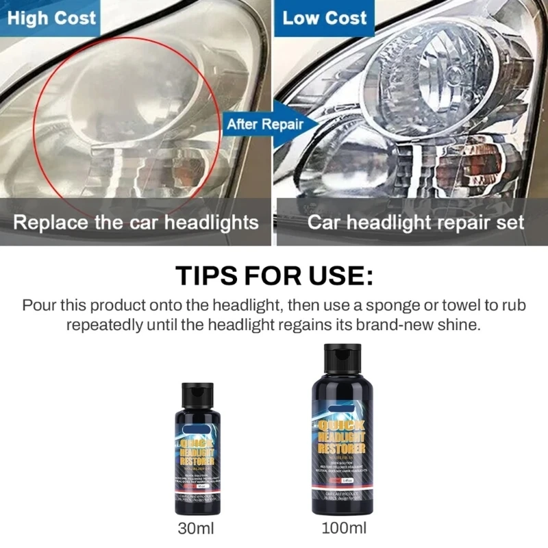 30ML 100ML Car Headlight Restoration Polish Quickly Restores Yellowed Lenses