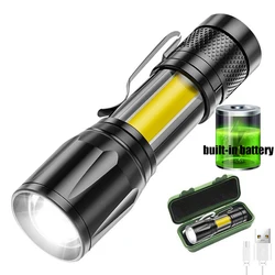 Mini Torch LED Rechargeable Flashlight Portable USB Charging Flashlight High Power Bank Camping Waterproof Long Range Lantern