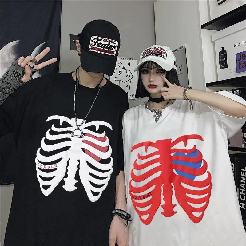 Horror Skull Graphic Printed magliette a maniche corte top Fashion Punk Hip Hop Streetwear T-Shirt abbigliamento Goth uomo donna T Shirt