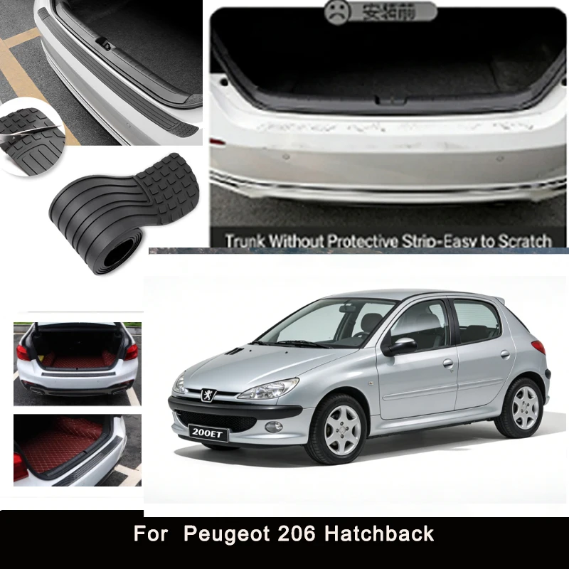 

For Peugeot 206 Hatchback Rear Trunk Guard Plate Sticker Car Rear Bumper Trim Anti-Kicked Scratch Protector Sticker Strip