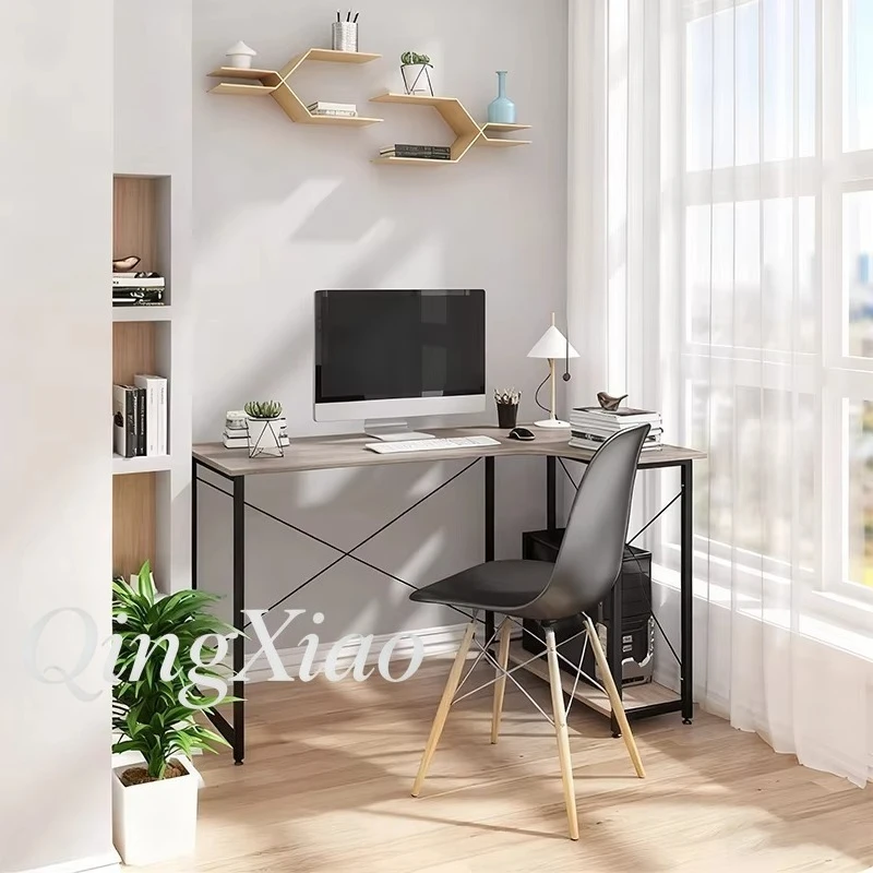 L Shaped Corner Desk With Bookshelf Integrated Wall Mounted Table Cabinet Wire Management Hole Drawer For Home Office Study Room view 6