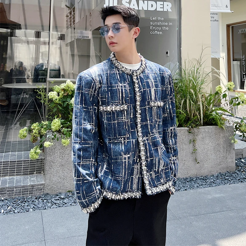 LUZHEN 2024 Fashion New Patchwork Stripe Design Denim Jackets Men\'s Personality Stylish Coats Korean Reviews Many Clothes LZ1592