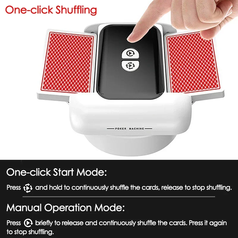 Automatic Card Shuffler Rechargeable Playing Cards Shuffling Machine Low Noise Poker Device for Board Games Type-C 1200mAh view 2