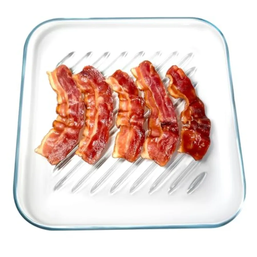 

Microwave Bacon CookerSquare Glass Mirowave Bacon Grill Tray 9.84inch