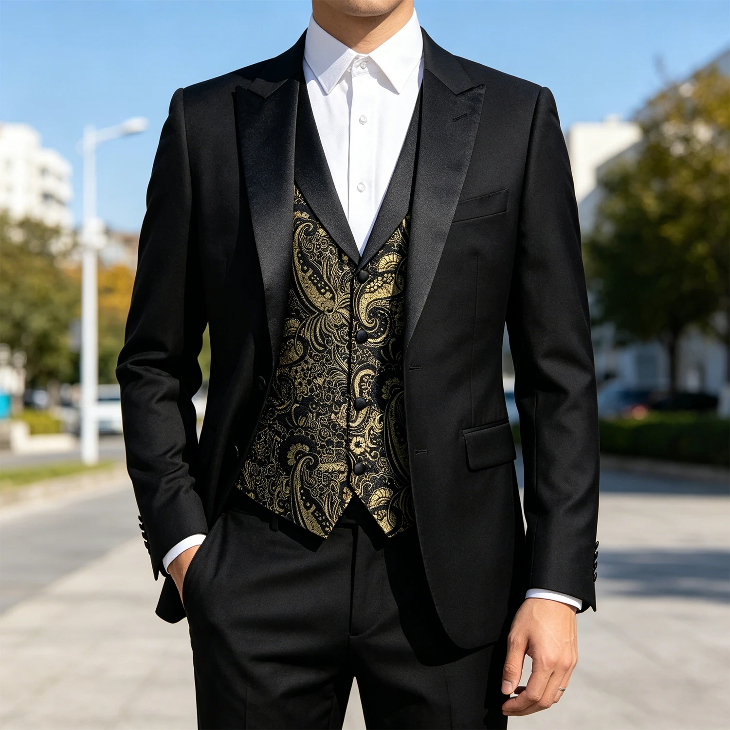 Colete Masculino Formal Dourad - Formal Vest Waistcoat avaliação e preço