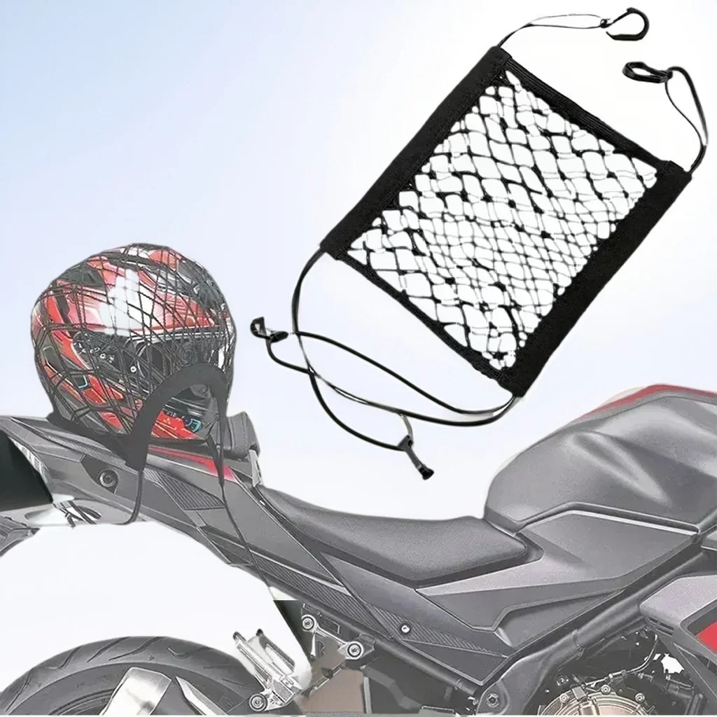

Motorcycle Helmet Storage Trunk Bag - Cargo Net Hook Hold Bag for Bike Scooter Fuel Tank