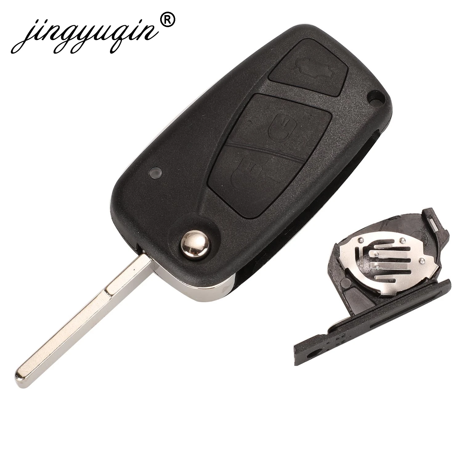 jingyuqin 20pcs/lot Flip Remote Key Shell fit for FIAT Punto Ducato Stilo Panda Case Fob Black 3 Buttons Foldind Fob