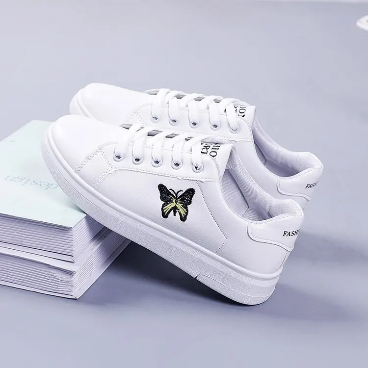 

Fashion White Breathable Women Running Shoes 2023 Spring Autumn Embroidered Lace-Up Casual Sneakers Ladies Zapatos De Mujer