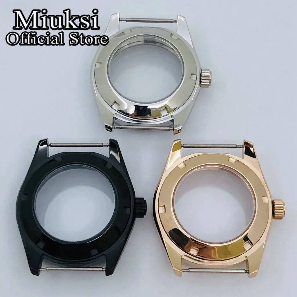 Miuksi 38mm silver black rose gold sterile watch case sapphire glass fit NH35 NH36 NH34 NH38 NH70 NH72 ETA2824 PT5000 movement