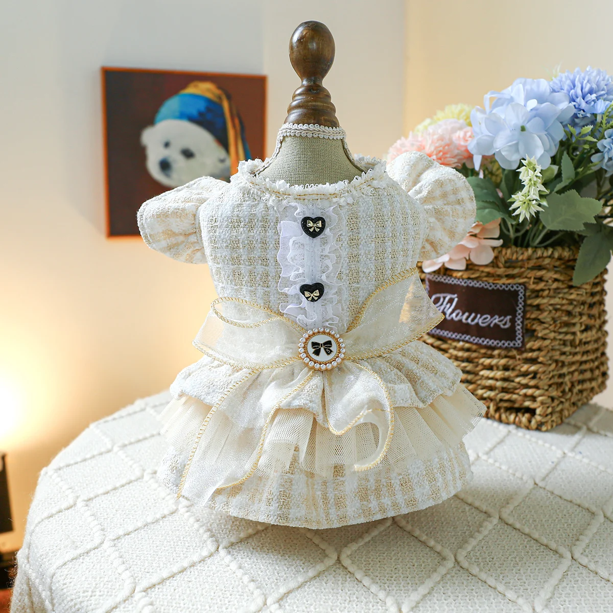 1PC Pet Clothing Spring and Autumn Gabrielle Dress Wedding Princess Dress Suitable for Small and Medium sized Dogs