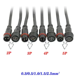 1Set/ Black 2 3 4 5 6 7 8 Pin Waterproof Connector Cable Male Plug And Female Plug For LED Light Strips With 40cm Length Cable