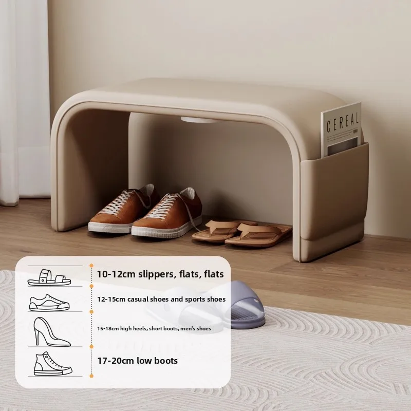 ‌ مسند قدم كريمي حديث، مقعد أحذية ناعم للممر، مقعد منجد مريح، لهجة منزلية راقية