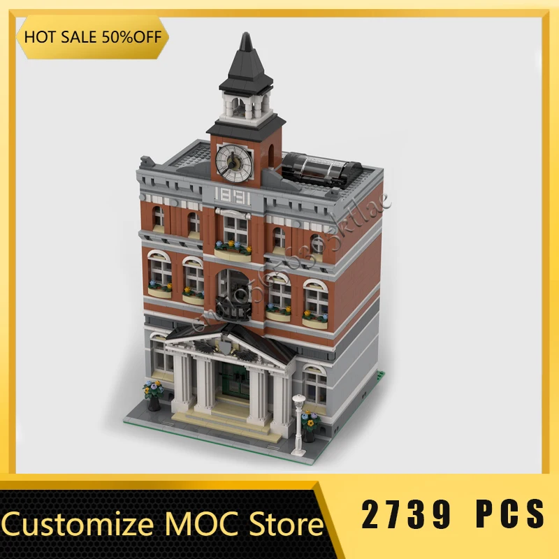 

2739 PCS MOC Creative City Street View Modular Town Hall Model Architecture Building Blocks Children Bricks Toys Birthday Gifts