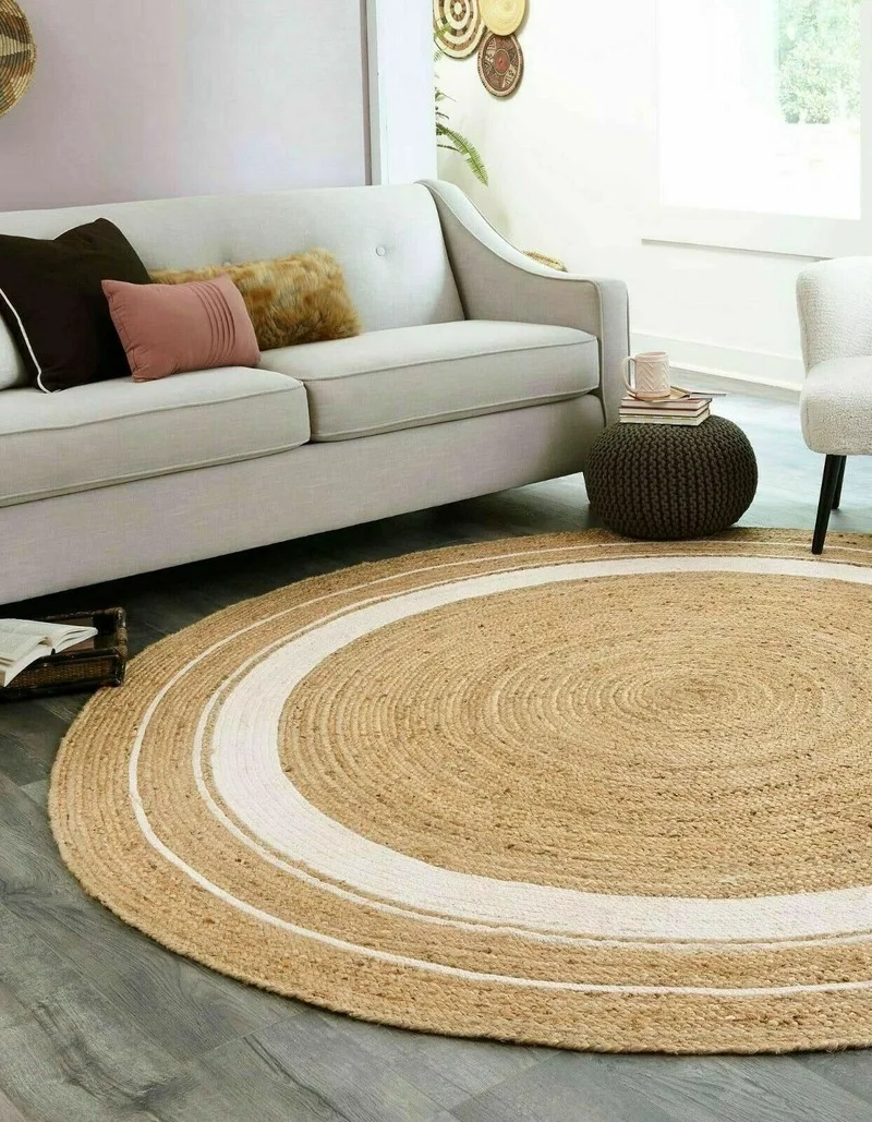 

Jute Rug Round Jute Reversible Natural 100% Style Rug Braided Modern Rustic Home Decoration