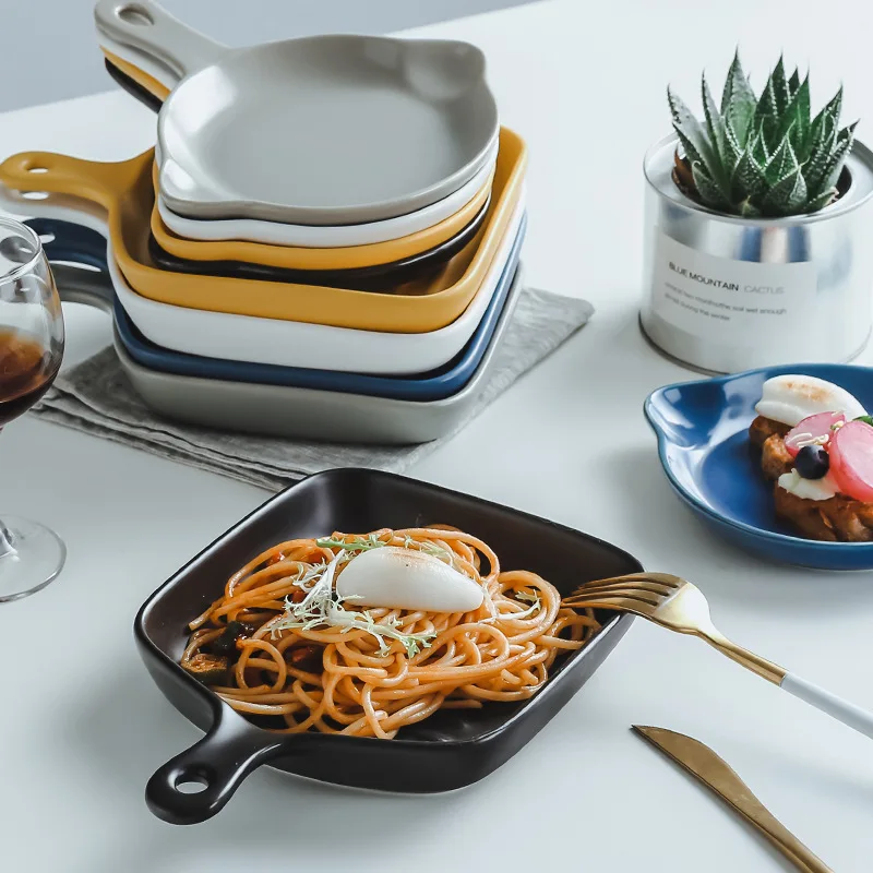 

Скандинавская тарелка для завтрака в стиле вестерн, креативная тарелка для выпечки, керамическая тарелка для посуды, глубокая микс, домашний завтрак