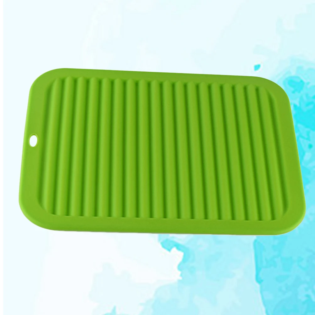 

Silicone Drain Tray Pattern Heat Resistant Kitchen Drying Mat Insulation Pad Non Slip Tableware Holder