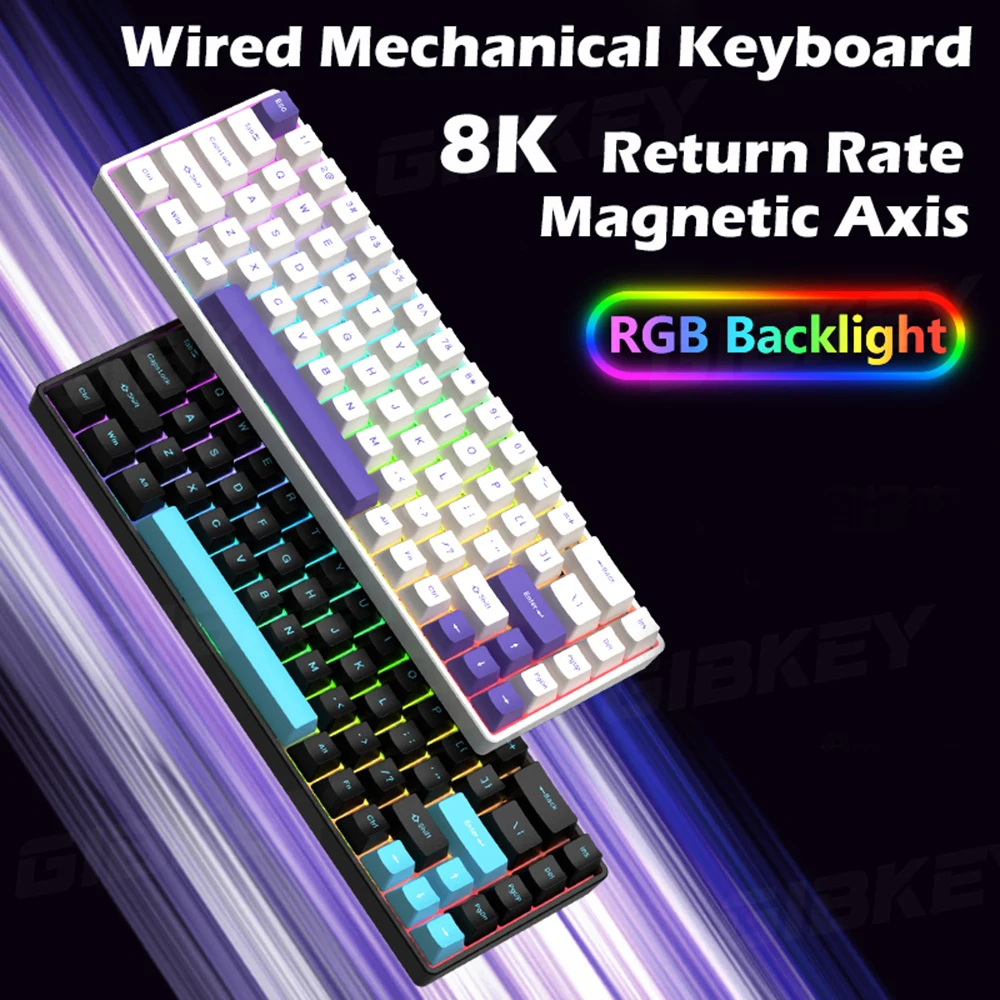 Teclado mecânico de eixo magnético rgb, taxa de retorno 8k, teclado para jogos, interruptor permutável, faixa de chave personalizada, teclado