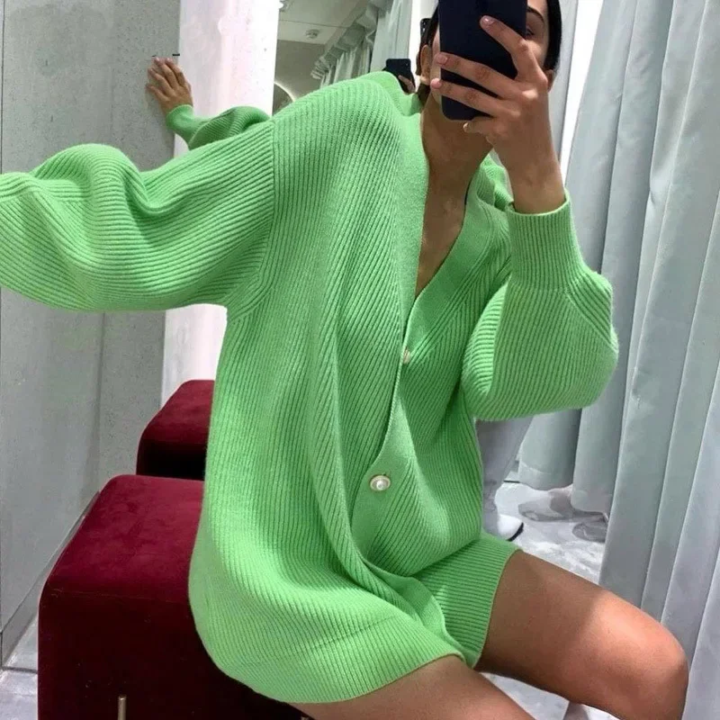 Elegant Knit Sweater Women Autumn 2023 Female Casual Long Sleeve Button Cardigan Knitted Sweaters Coat Winter Warm Clothes