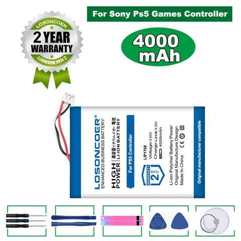 LOSONCOER 4000mAh LIP1708 Per Sony PS5 Controller Batteria Ricaricabile Batteria Al Litio Integrata Per DualSense Controller di Gioco
