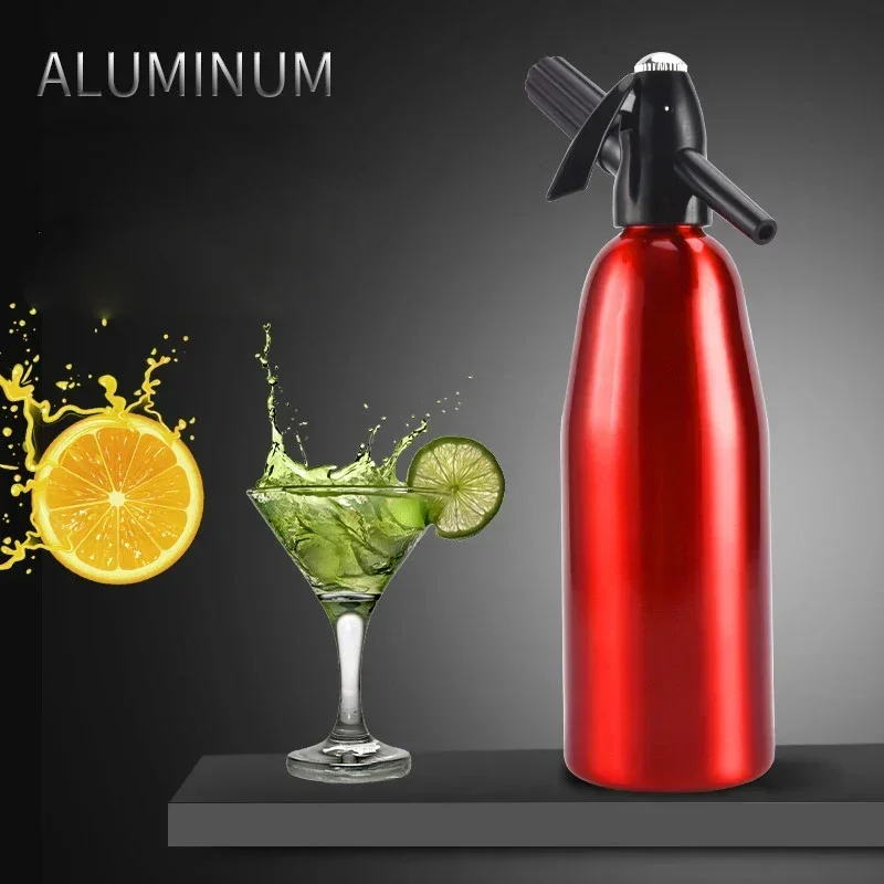 Manual 1L Soda Siphon CO2 Dispenser WATER Bubble Generator Cool Drink Cocktail Soda Machine Aluminum Bar DIY Soda Maker