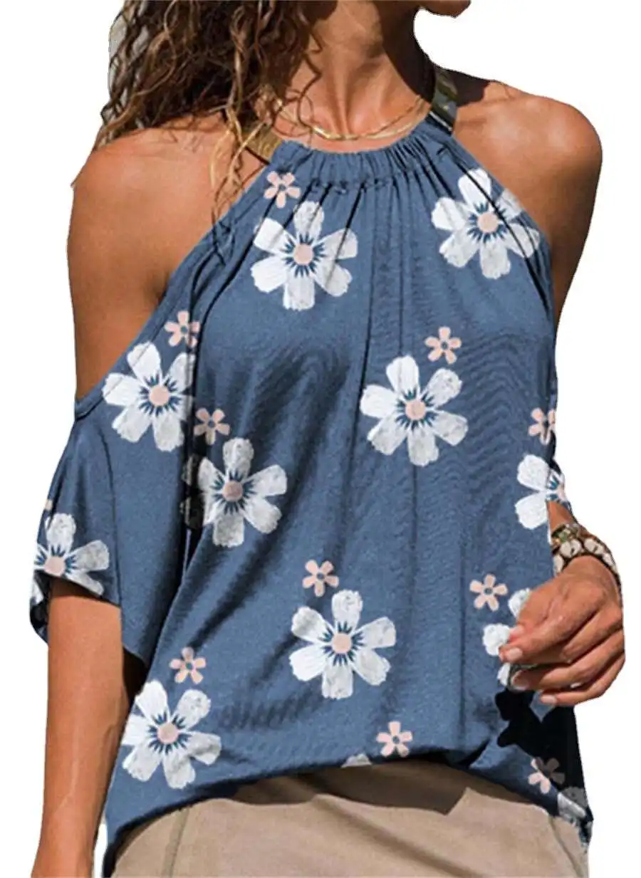 Femme été rond Ne décontracté ort Sve haut T-shirt fibre de polyester 00% ort Sve rond Ne Dr