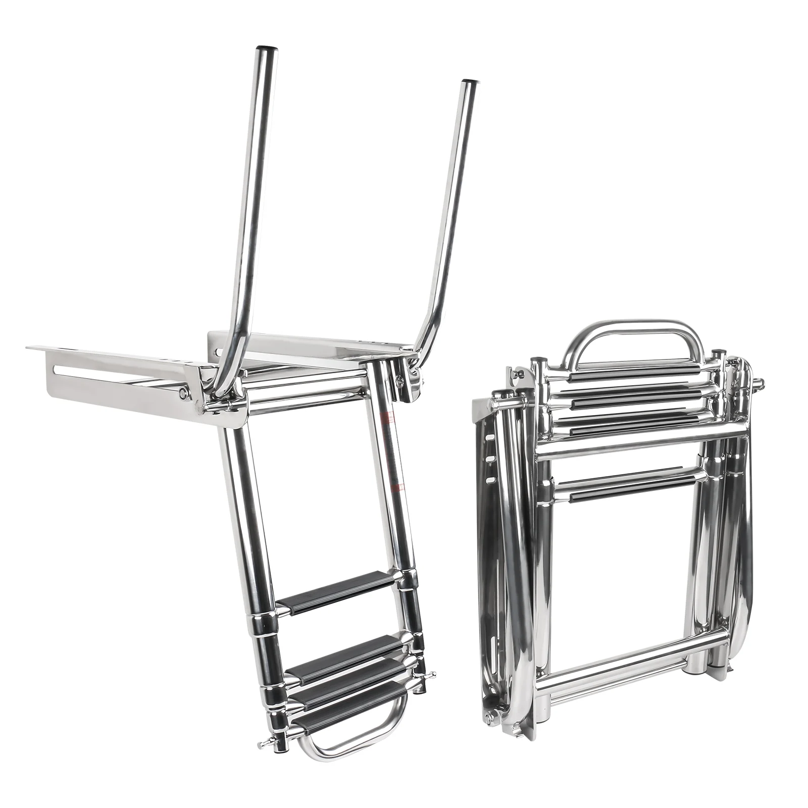 

Boat Accessories Marine Under Platform Boat Ladder Stainless Steel Boarding Telescoping Ladder With handrail