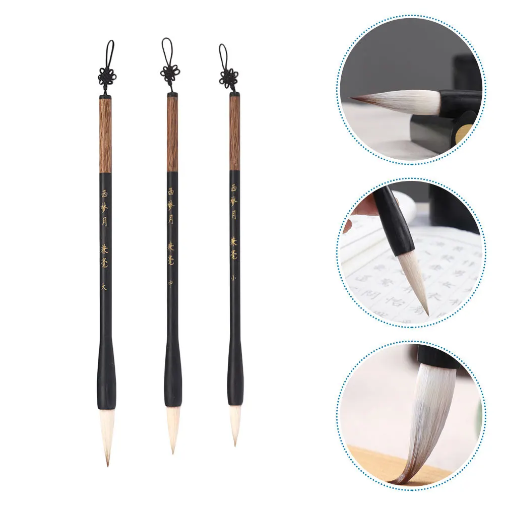 

3Pcs Chinese Calligraphy Brush Pen Set Premium Material Washable Lanyard Design Smooth Writing Experience for Students and